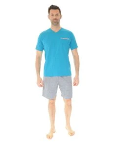 PYJAMA COURT BLEU SHAWN