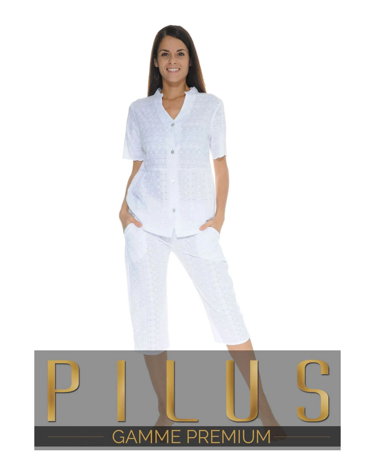 PYJAMA BOUTONNE BLANC OSCARINE – Image 2